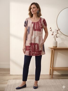 Marks & Spencer Tunic Blouse silk like fabric Size UK 10